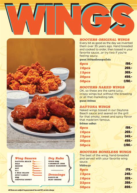 hootees|hooters menu with prices.